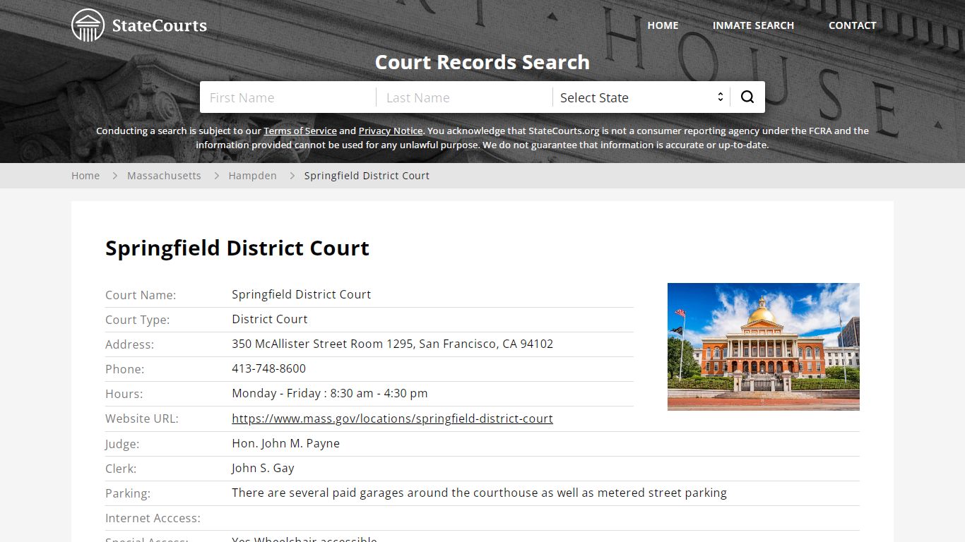 Springfield District Court, Hampden County, MA - StateCourts