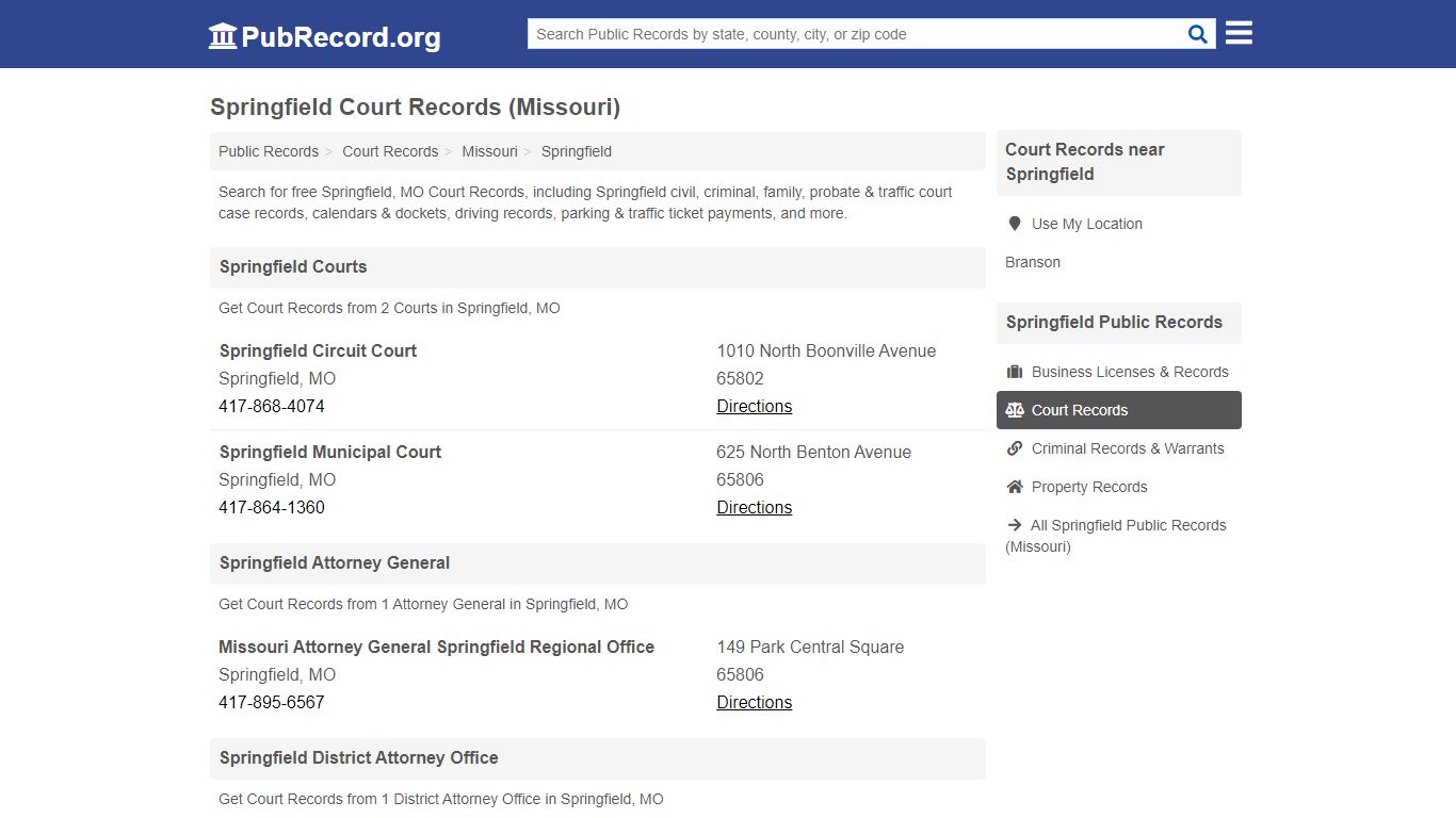 Free Springfield Court Records (Missouri Court Records) - PubRecord.org